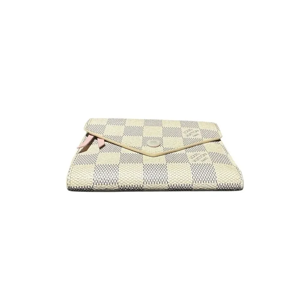Louis Vuitton Damier Azur LV Victorine Compact Wallet Rose Ballerine Accents